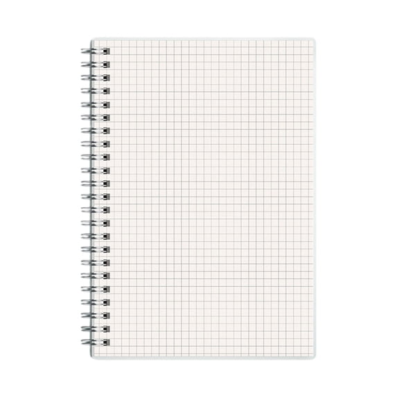 A5 Spiral Grid Notebook 80 Pages Thick Paper Journal for Office Writing with Flexible Plastic Cover White