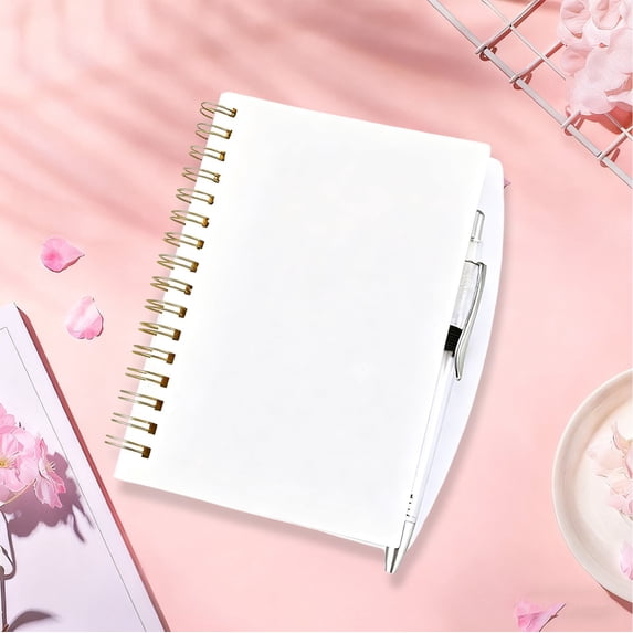 A5 Spiral Notebook, 160 Pages Wide Ruled Journal with Frosted PP Hardcover, Double-Wire Binding, Pen Included