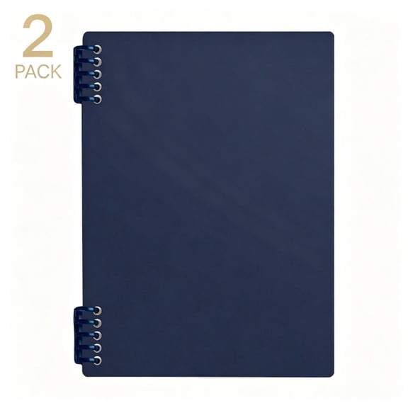 A5 Spiral Notebook 2 Pack, 8.26x5.7in Thick Plastic Hardcover Ruled Journal, 60 Sheets (120 Pages), Removable Refillable Notepad for Classroom, Office, Study and Daily Notes,Dark Blue