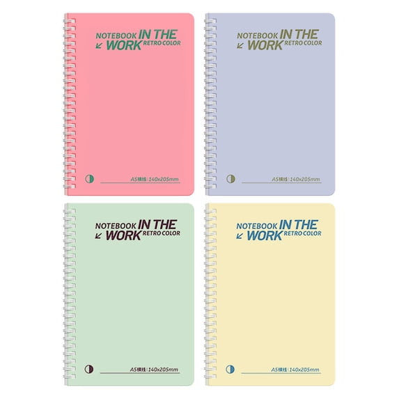 A5 Spiral Notebook, 4Pc Lined Journal Notebook, College Ruled Wirebound Notebook with Thick Paper, A5 Notebook for Office Work, Note Taking and Writing Daily
