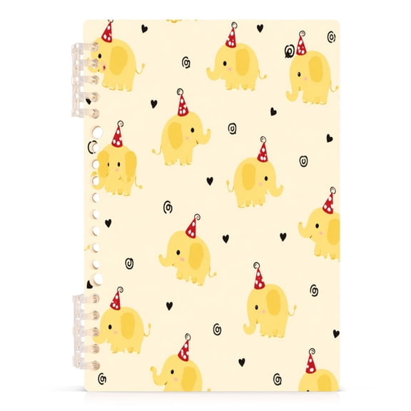 A5 Spiral Notebook 60 Sheets 80gsm Paper Ruled Journal Cartoon Yellow Elephant