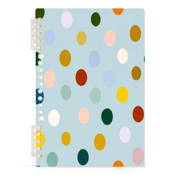 A5 Spiral Notebook 60 Sheets 80gsm Paper Ruled Journal Colorful Polka Dots Pattern