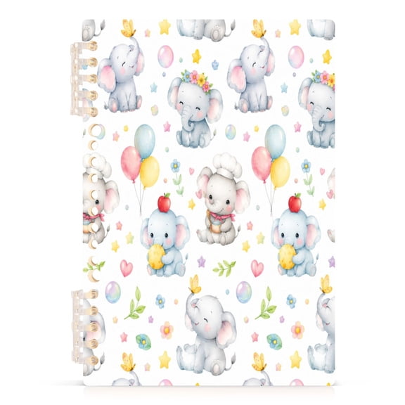 A5 Spiral Notebook 60 Sheets 80gsm Paper Ruled Journal Cozy Watercolor Cartoon Elephant