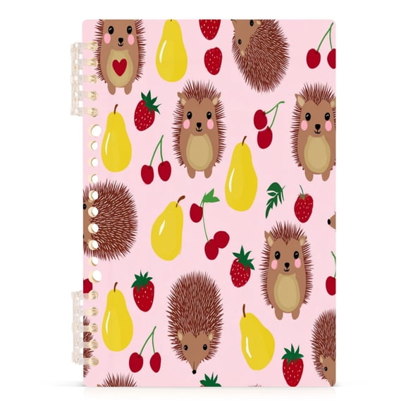 A5 Spiral Notebook 60 Sheets 80gsm Paper Ruled Journal Hedgehog and Pear
