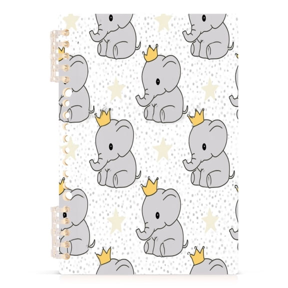 A5 Spiral Notebook 60 Sheets 80gsm Paper Ruled Journal Little Elephant with A Crown