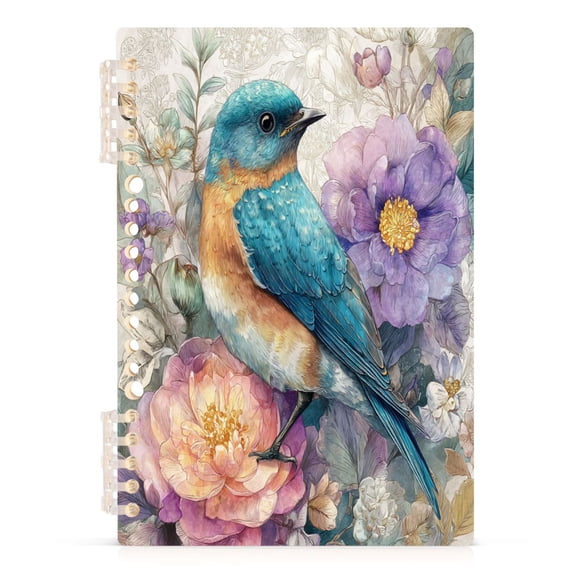 A5 Spiral Notebook 60 Sheets Diary Removable & Adjustable Wire Binding Journey Note 80g Paper Bluebird and Flower 1PCS