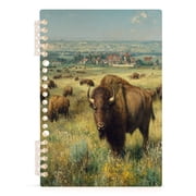 A5 Spiral Notebook 60 Sheets Diary Removable & Adjustable Wire Binding Journey Note 80g Paper Buffalo Herd Oil Painting 1PCS