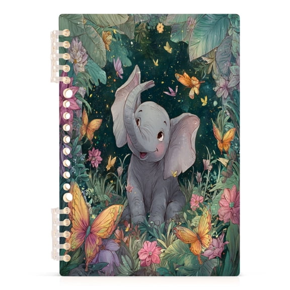 A5 Spiral Notebook 60 Sheets Diary Removable & Adjustable Wire Binding Journey Note 80g Paper Cute Elephant 1PCS