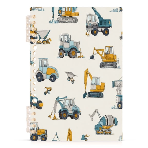 A5 Spiral Notebook 60 Sheets Diary Removable & Adjustable Wire Binding Journey Note 80g Paper Engineering Vehicle Pattern 1PCS