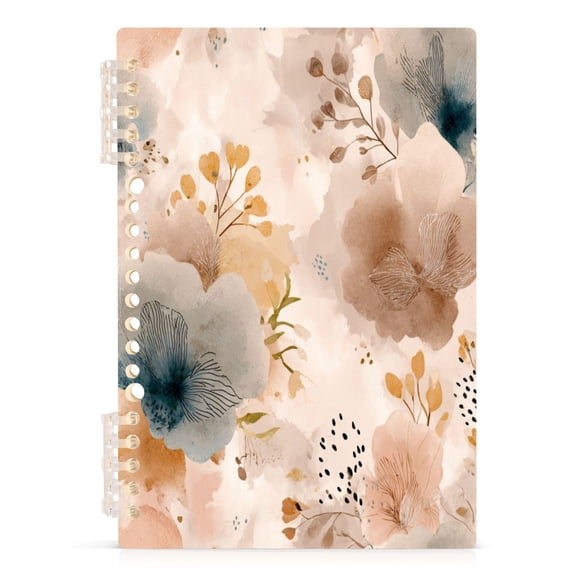 A5 Spiral Notebook 60 Sheets Diary Removable & Adjustable Wire Binding Journey Note 80g Paper Hazy Ethereal Flowers 1PCS