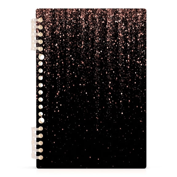 A5 Spiral Notebook 60 Sheets Diary Removable & Adjustable Wire Binding Journey Note 80g Paper Rose Gold Glitter 1PCS