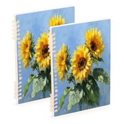 A5 Spiral Notebook 60 Sheets Diary Removable & Adjustable Wire Binding Journey Note 80g Paper Sunflowers Painting 2PCS