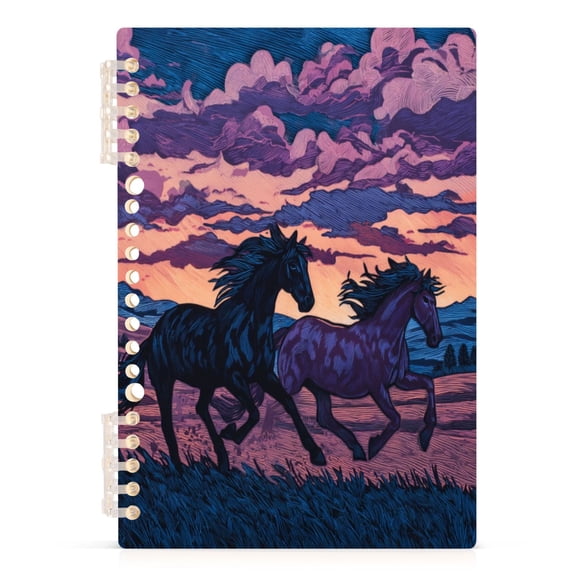 A5 Spiral Notebook 60 Sheets Diary Removable & Adjustable Wire Binding Journey Note 80g Paper Wild Horses Running 1PCS