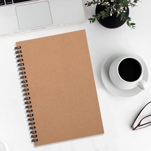 A5 Spiral Notebook, Glossy Card Cover Lined Journal, 120 Pages Writing Notepad, Khaki, 1 Pack
