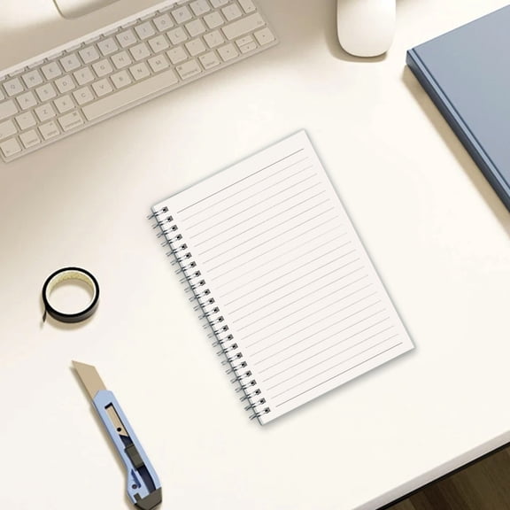 A5 Spiral Notebook, Graph Grid Paper, 80 Sheets, White, Flexible Plastic Cover, 8.07x5.51 Inches