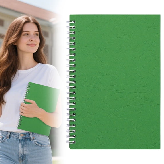 A5 Spiral Notebook, Leather Grain Cover with Margin Paper for School & Office