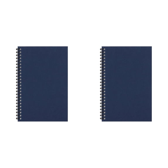A5 Spiral Notebook, Line Paper, 100 Pages (50 Sheets), Kraft Cover, Journal for Schol, Homework, Math, and Engineering, Dark Blue (2 Pack)