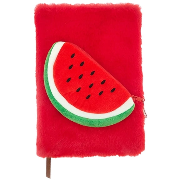 A5 Spiral Notebook Plush Fruit Notebook with Wallet, Funny Cartoon Journal, A5 Memoir Diary Notepad for Work Study Diary