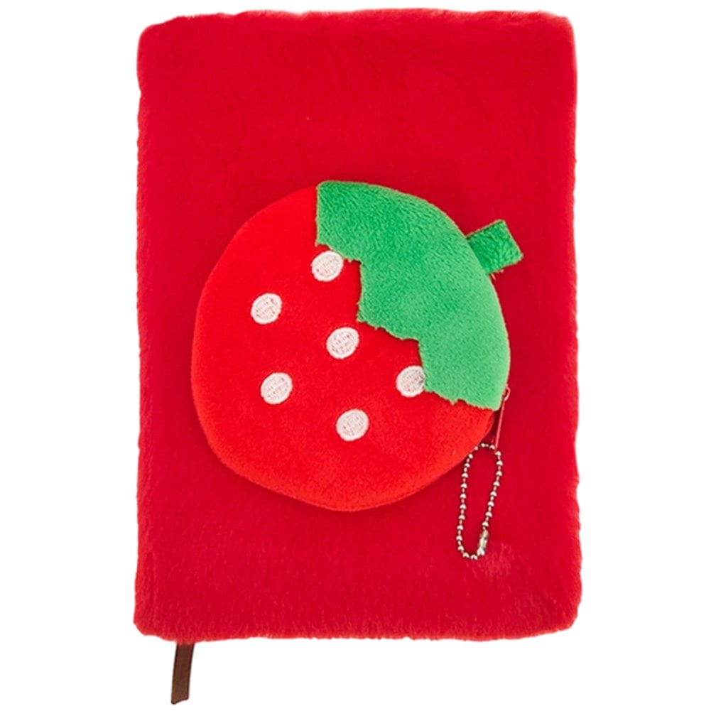 A5 Spiral Notebook Plush Fruit Notebook with Wallet, Funny Cartoon Journal, A5 Memoir Diary Notepad for Work Study Diary