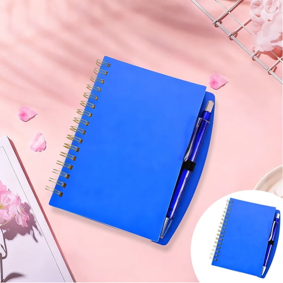 A5 Spiral Notebook with Pen PP Frosted Cover Lined Pages for Office Planning Journaling and Daily Writing Use,notebook,Blue A5,1 notebook + 1 pen