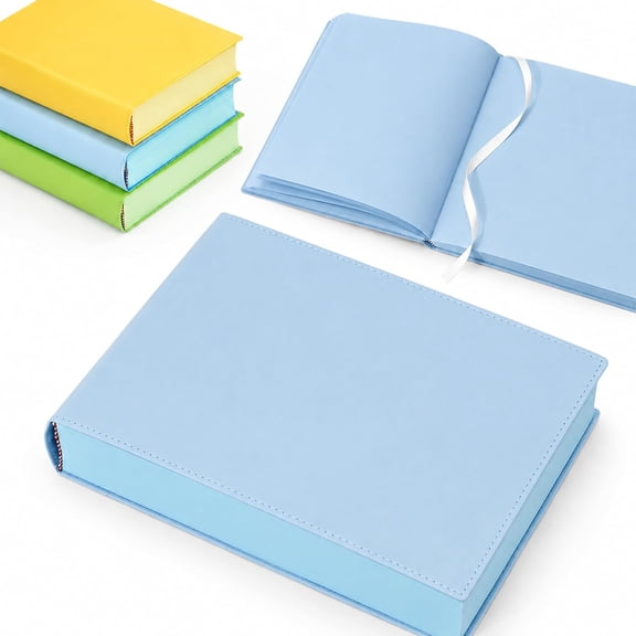 A5 Thickened Hardcover Journal Notebook, 720 Pages PU Leather Cover Diary with Ribbon Bookmark, Thick Paper Color Brick Notebook for School Office Study Travel Gift, Blue