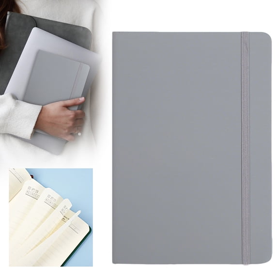 A5 Tie Closure Lined Notebook - 160 Pages 80 Sheets Soft Cover Journal - Elastic Band Closure Writing Book for Office Home and Daily Journaling - 1 Notebook - Gray
