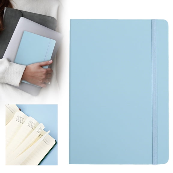 A5 Tie Closure Lined Notebook - 160 Pages 80 Sheets Soft Cover Journal - Elastic Band Closure Writing Book for Office Home and Daily Journaling - 1 Notebook - Nordic Blue
