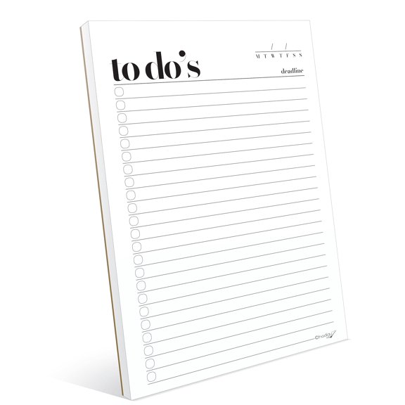 A5 To Do List Notepad Premium Thick Paper With Cardboard Back Support, Ruled Pages Checkboxes Deadline Column