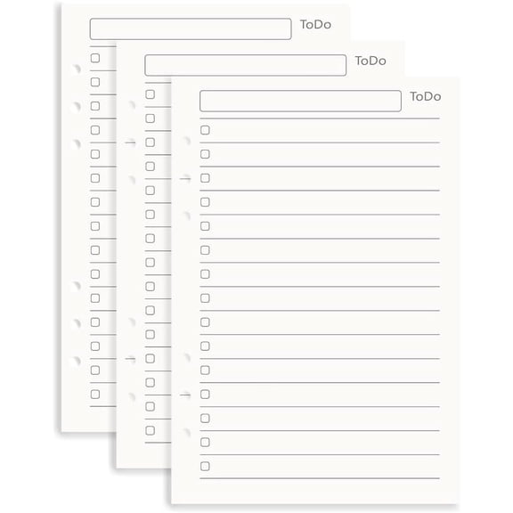A5 To Do List Refill Paper 3 Pack - 6-Hole Punched Binder Inserts, 135 Sheets/270 Pages Filler for Planner (A5)