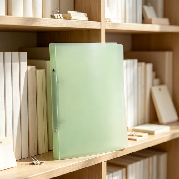 A5 Transparent Binder Folder, Thick PP Plastic Loose Leaf Document Holder for Planner, Notes, Journals, Office Paper Organizer, Green, 1 Count