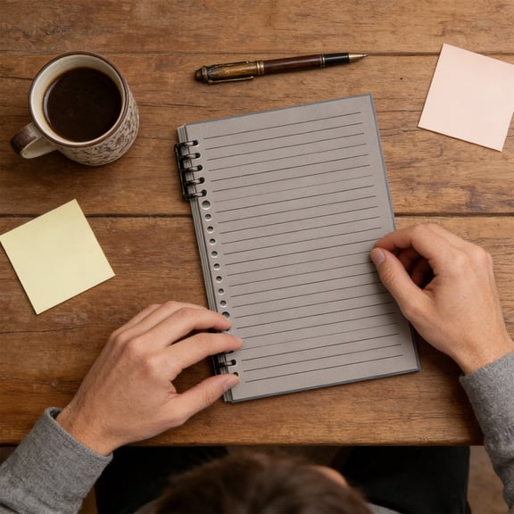 A5 Transparent Binder Notebook with Detachable Pages, Network and Lined Paper, Flexible Notepad for Work or Home Organization, Foldable Soft Cover, Thick Bleed-Resistant Paper for Writing or