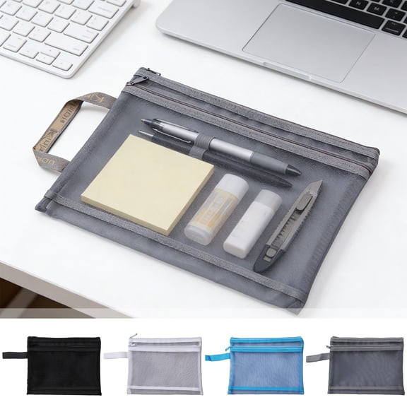 A5 Transparent Mesh Portable Storage Bag, Lightweight Zippered Pencil Case, Multi-Purpose Cosmetic Pouch, Compact Organizer for Supplies Daily Sundries and Travel Use