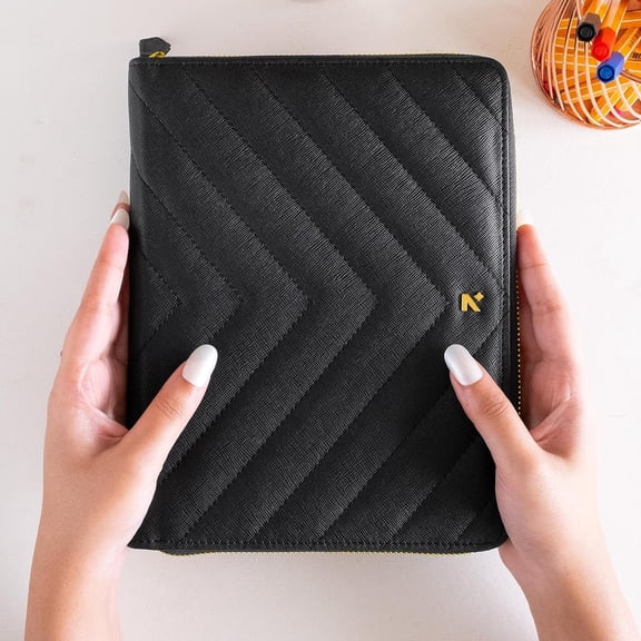 A5 Travel Journal Notebook Organizer with Dot Grid Insert - Vegan Leather Sleeve for Office Diary Planner
