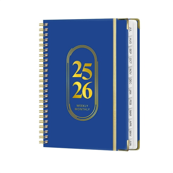 A5 Weekly & Monthly Planner Notebook with Elastic Closure, Elegant A5 Spirales Planning Notebook with Elastic Bands, Monthly Indexs Labels and Double Weekly-Monthly Layout for Active Lifestyles