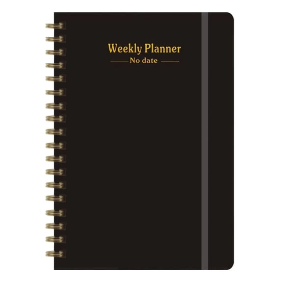 A5 Weekly Planner, Undated 53-Week Planner with Gilded Cover, Portable Schedule Notebook for To-Do List & Habit Tracking, Productivity Organizer for Work, School, Home