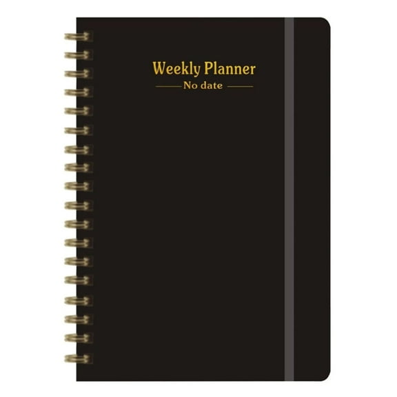 A5 Weekly Planner, Undated 53-Week Planner with Gilded Cover, Portable Schedule Notebook for To-Do List & Habit Tracking, Productivity Organizer for Work, School, Home