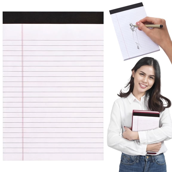 A5 Wide Ruled Legal Pad Notepad, Top Bound Wide Line Lined Writing Paper Pad, Thick Smooth Wide Rule Notebook Sheets for Office Business Daily Note Taking, Draft Writing Supplies