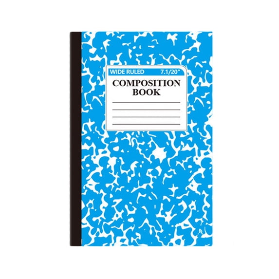 A5 Wide Ruled Notebook, 30 Sheets 60 Pages Stitched Journal with Marble Pattern Cover, Weekly Planner and Reference Pages, Blue