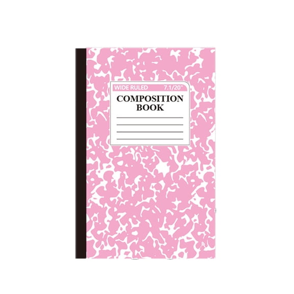 A5 Wide Ruled Notebook, 30 Sheets 60 Pages Stitched Journal with Marble Pattern Cover, Weekly Planner and Reference Pages, Pink
