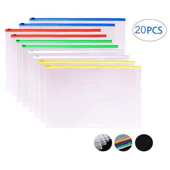 A5 Zip Envelope File Folders Bags Storage Document for School Office 20 Count(yellow)