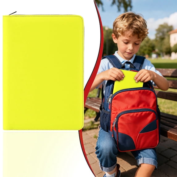 A5 Zipper Notebook PU Leather Portfolio 21x13.5cm 200 Pages Lined Paper Document Organizer, Green