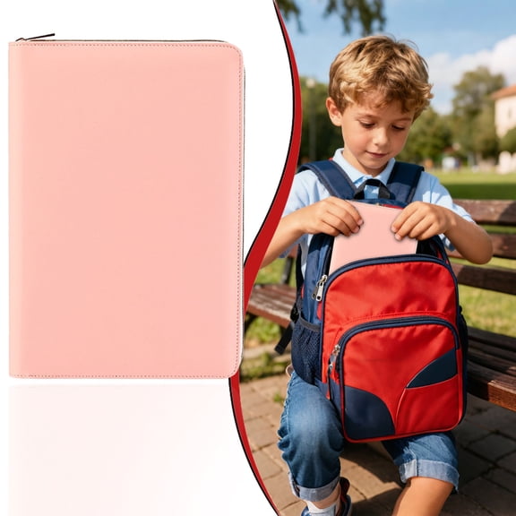 A5 Zipper Notebook Pu Leather Portfolio 21X13.5Cm With 200 Pages Lined Paper Document Organizer