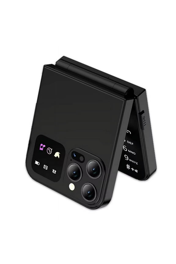 A50 Pro Flip Phone Dual SIM Card GSM Automatic Call Recording 2.4 Inch Screen Foldable Mobile Phones Type-C Black