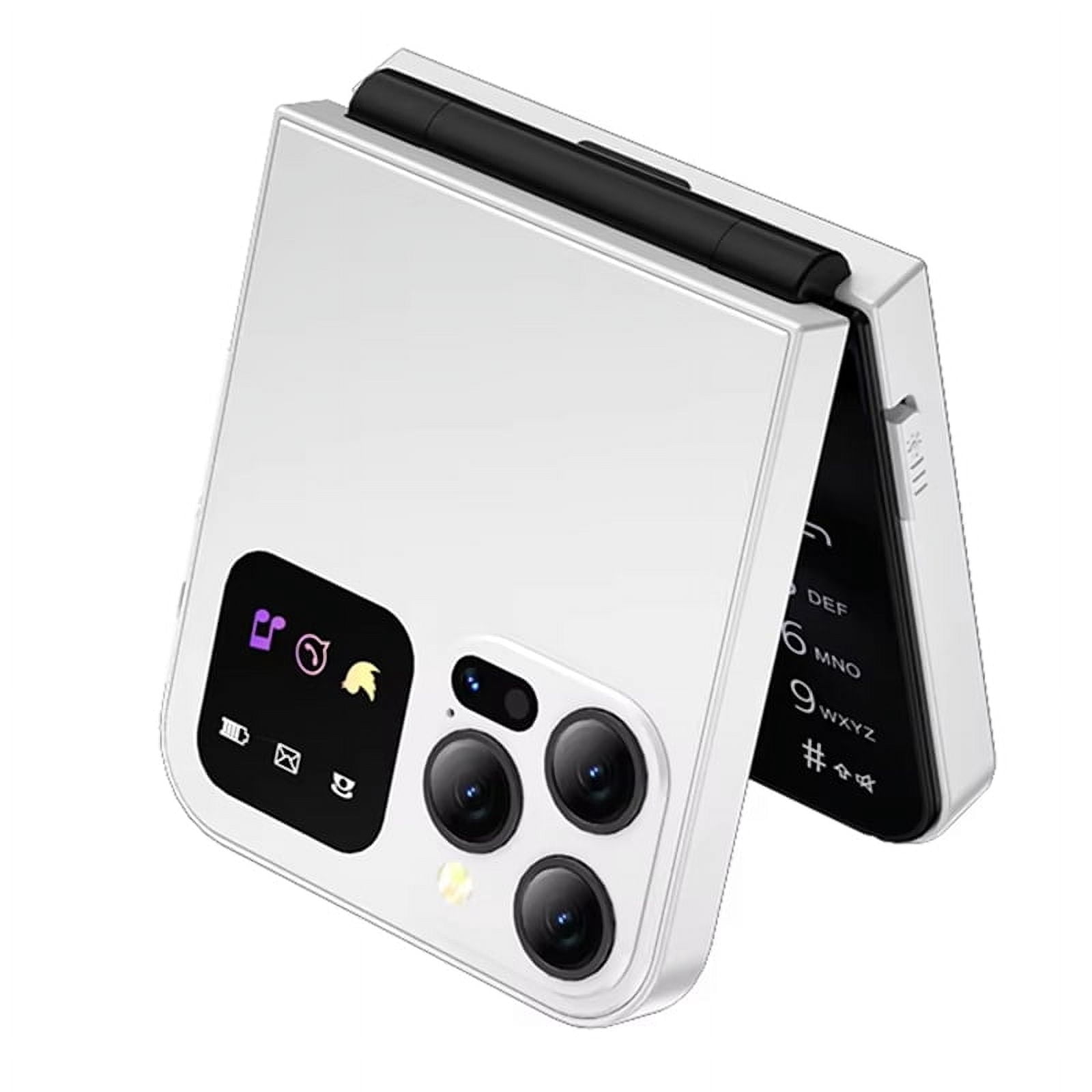 A50 Pro Flip Phone Dual SIM Card GSM Automatic Call Recording 2.4 Inch Screen Foldable Mobile Phones Type-C White