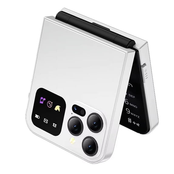 A50 Pro Flip Phone Dual SIM Card GSM Automatic Call Recording 2.4 Inch Screen Foldable Mobile Phones Type-C White