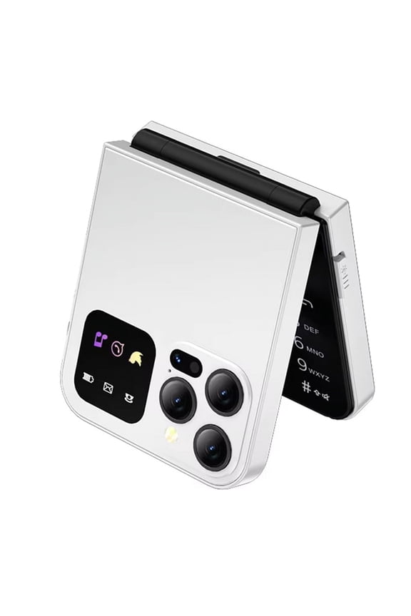 A50 Pro Flip Phone Dual SIM Card GSM Automatic Call Recording 2.4 Inch Screen Foldable Mobile Phones Type-C White