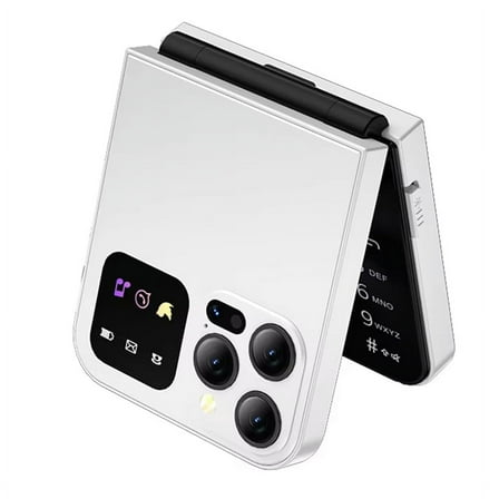 A50 Pro Flip Phone Dual SIM Card GSM Automatic Call Recording 2.4 Inch Screen Foldable Mobile Phones Type-C White