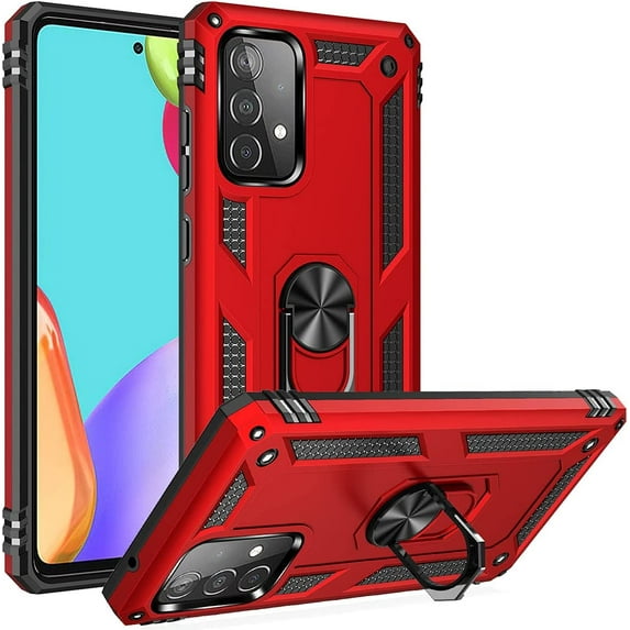 A52 5G Case, Samsung Galaxy A52 4G/5G Case Military Grade Protective Samsung A52 5G Cases Cover with Ring Car Mount Kickstand for Samsung Galaxy A52 4G/5G - Red