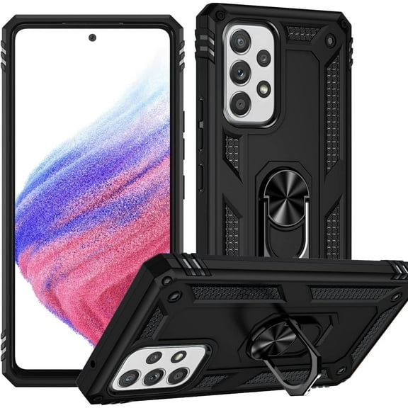 A53 Case,A53 5G Case, Military Grade Protective Samsung Galaxy A53 Cases Cover with Ring Car Mount Kickstand for Samsung Galaxy A53/A53 5G - Black