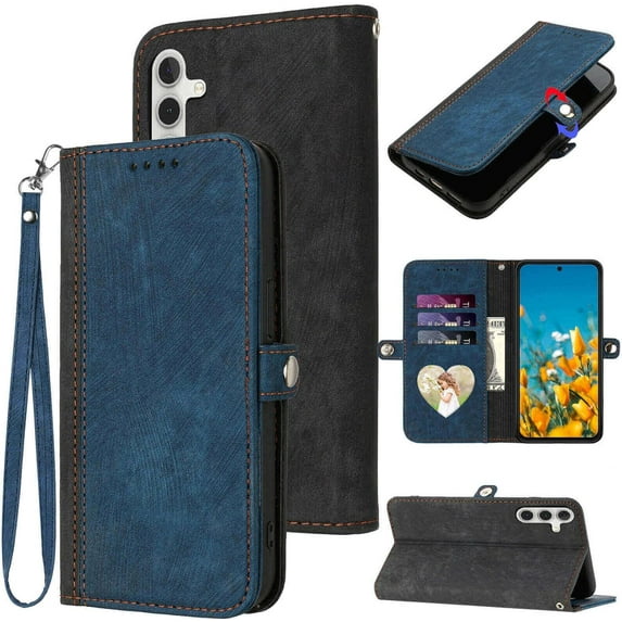 A54 Case Wallet,for Samsung A54 5G Case,RFID-Blocking Card Holder Slots,Leather Stand A54 5G Flip Cases,Wrist Strap,Magnetic Closure,Shockproof Protective Cover for Samsung Galaxy A54 5G (Blue)